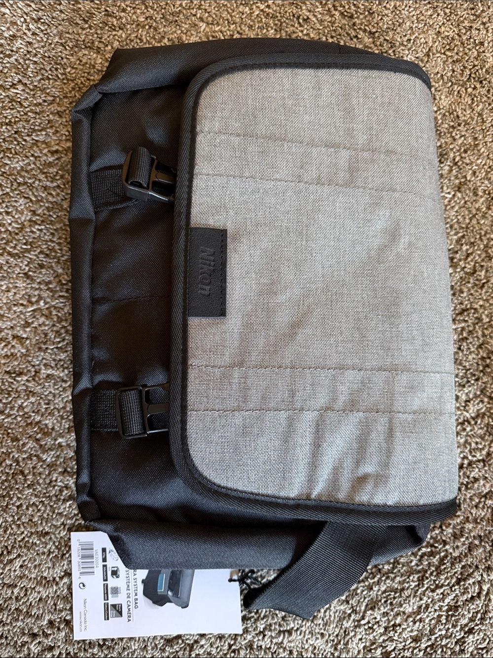 Nikon Gray and Black Padded Messenger Bag